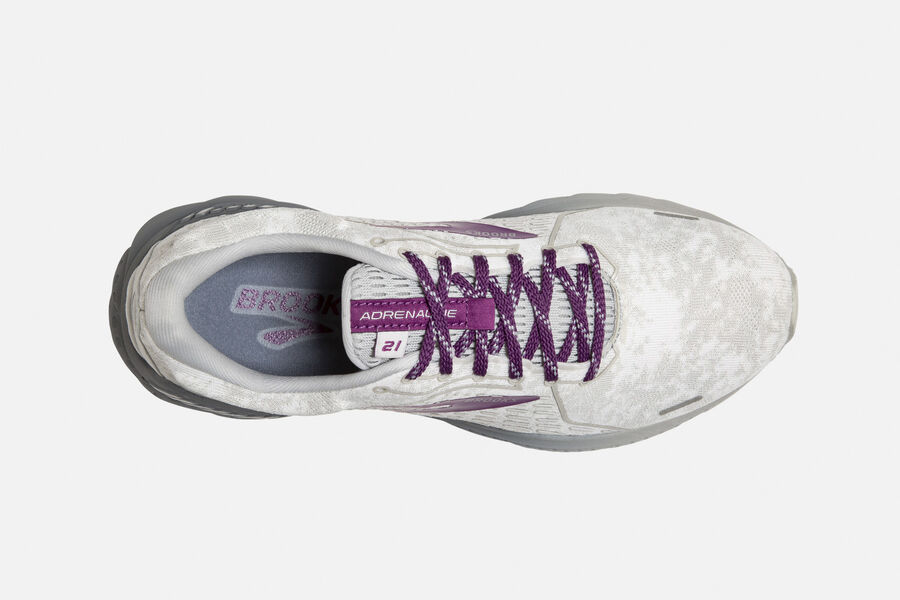 Brooks Israel Adrenaline GTS 21 Road Running Shoes Womens - White/Purple - VJD-294875